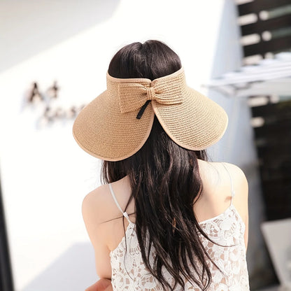 Visière de plage en paille pliable pour femme